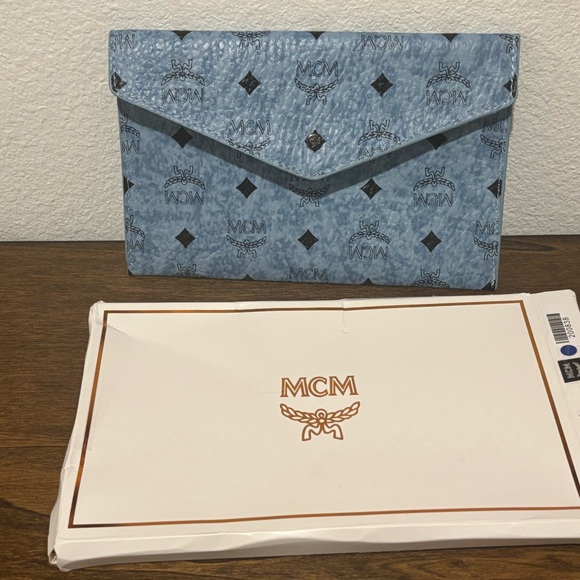 MCM Blue Monogram Pouch NWOT - Picture 1 of 7